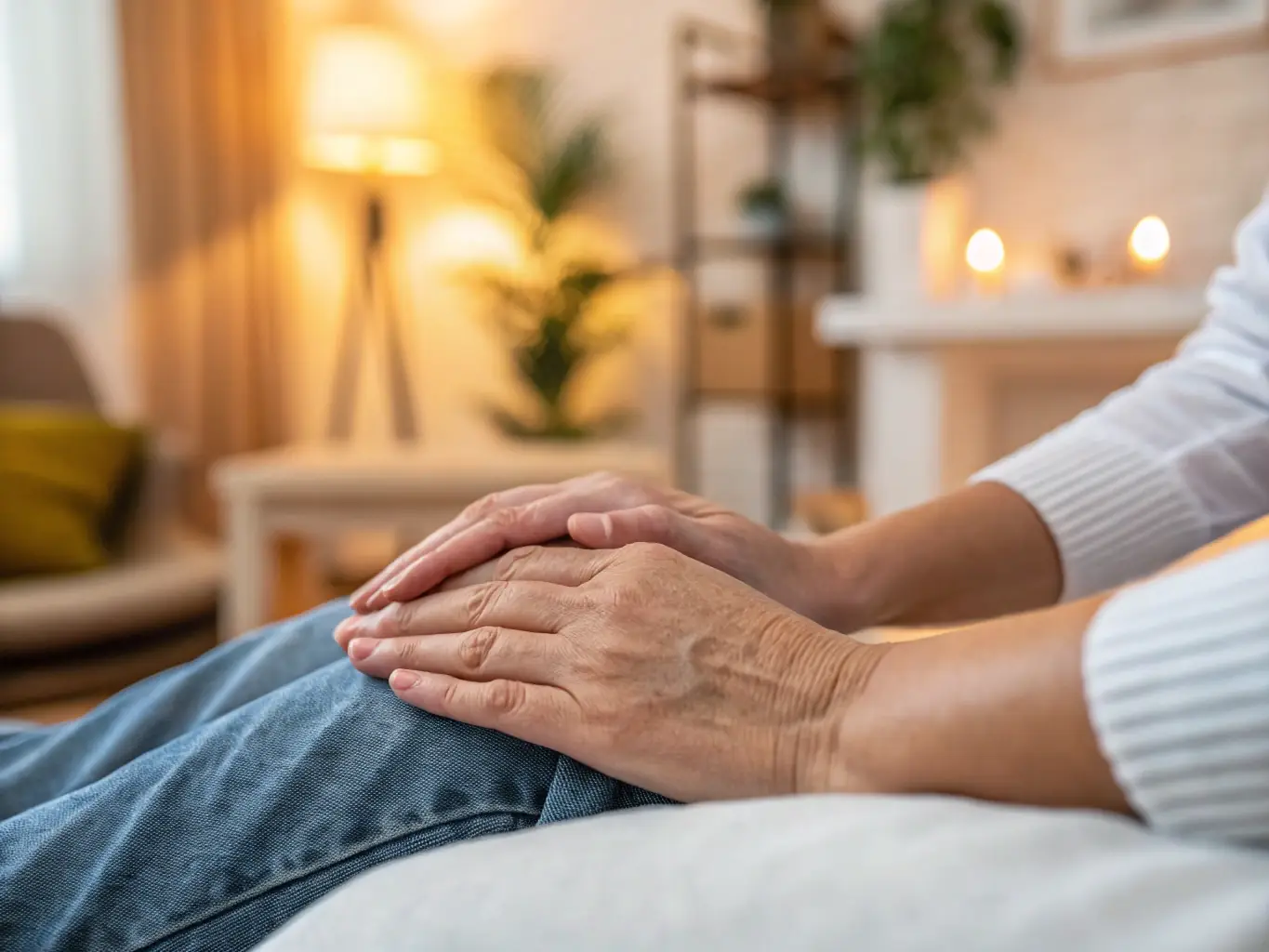 A close-up image of a psychologist's hands gently holding a client's hands, conveying empathy, support, and the human connection in therapy at Pavilion Pathways.